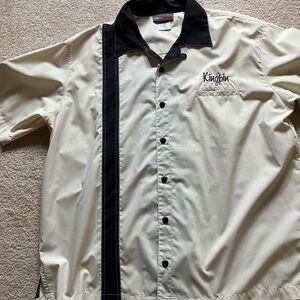 ESPN Kingpin Men's Black and Cream Casual Button Down bowling shirt